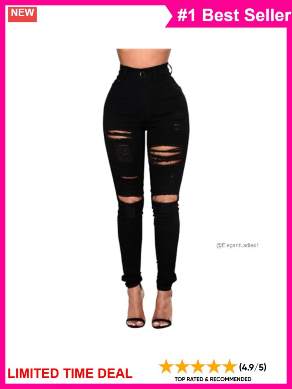 High Waisted Stretch Skinny Ripped Jeans Distressed Denim Pants